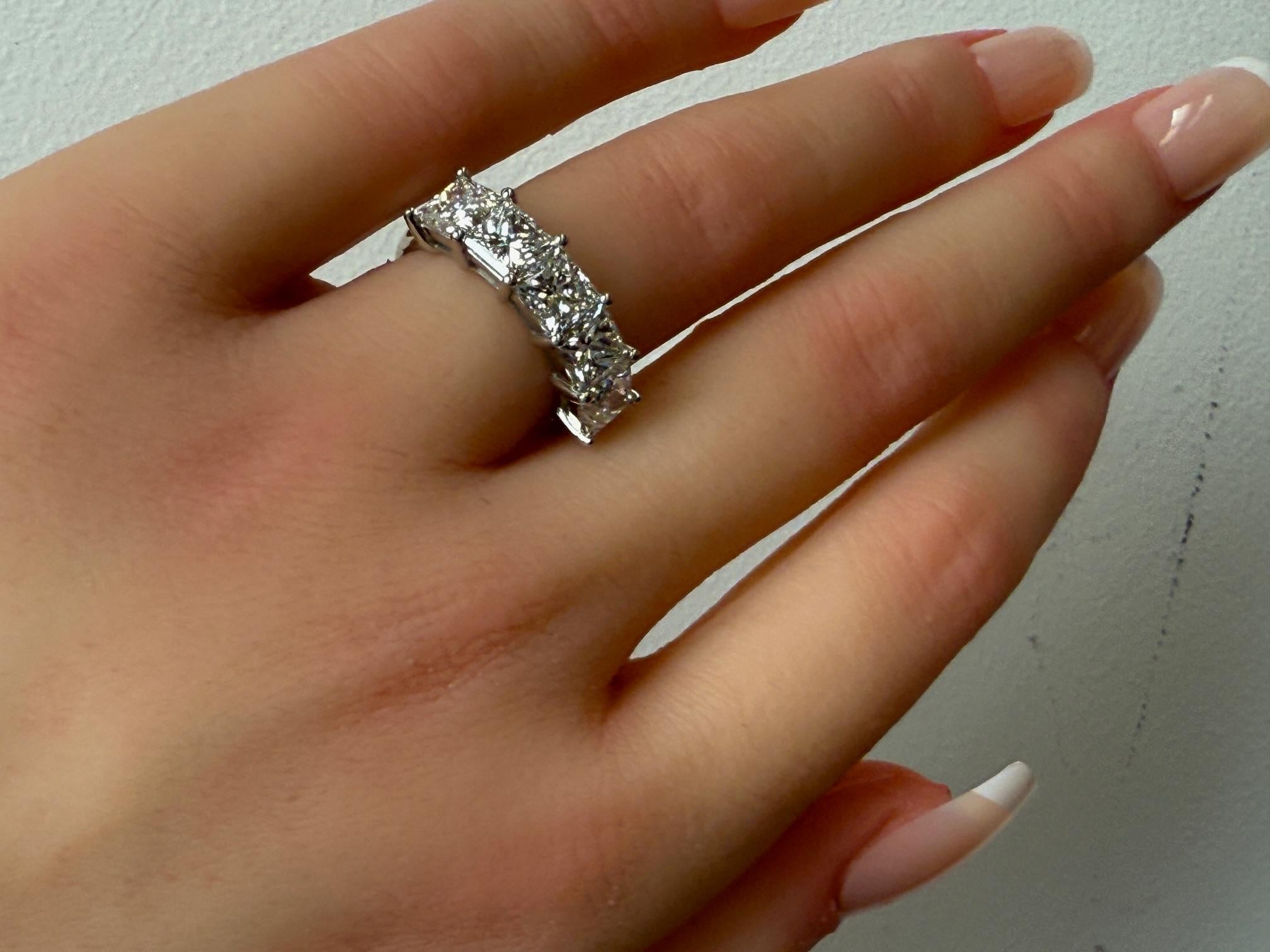 4.04CTW. Bandeau en platine avec diamant taille princesse certifié GIA en vente 1