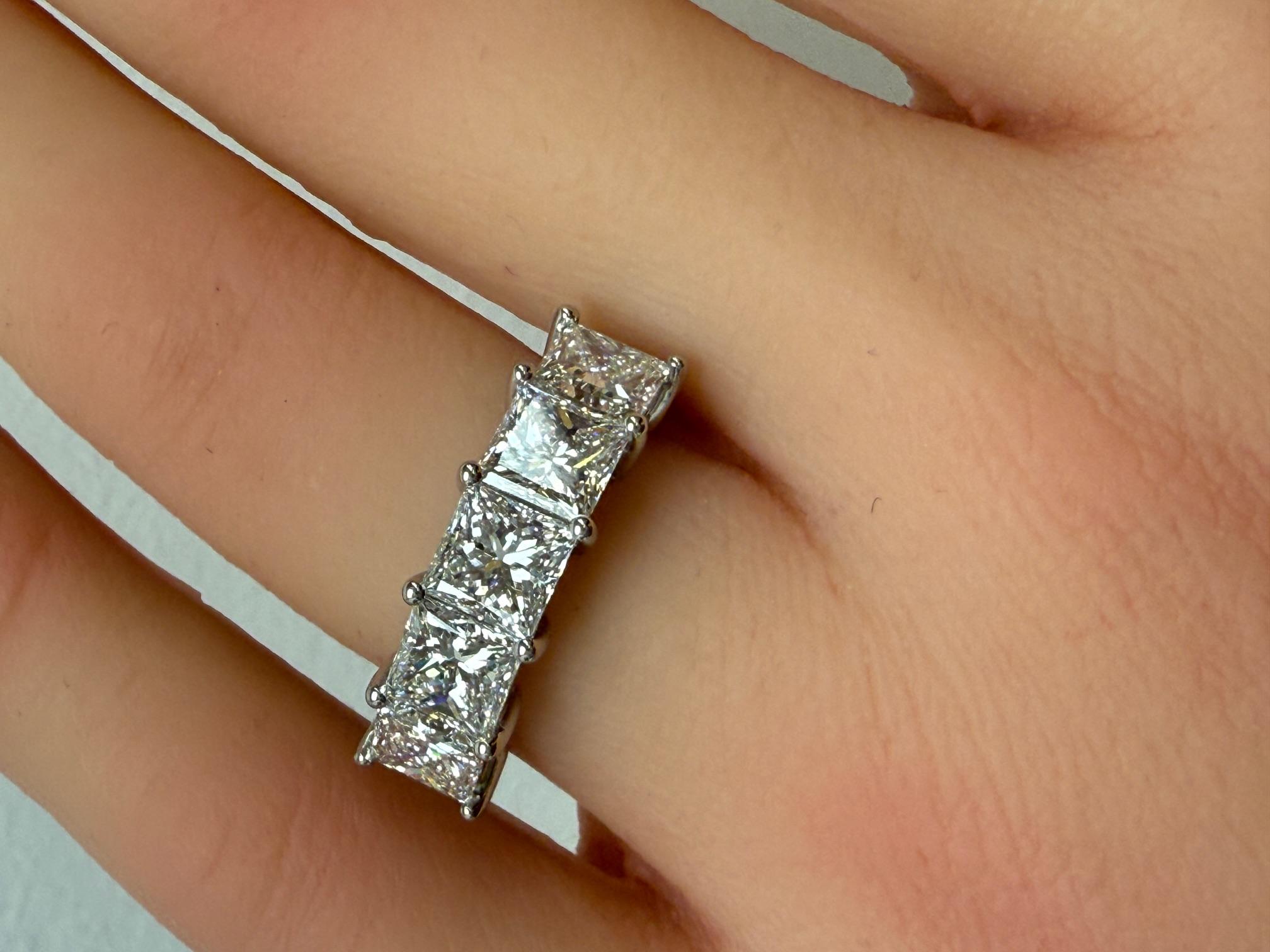 4.04CTW. Bandeau en platine avec diamant taille princesse certifié GIA en vente 2