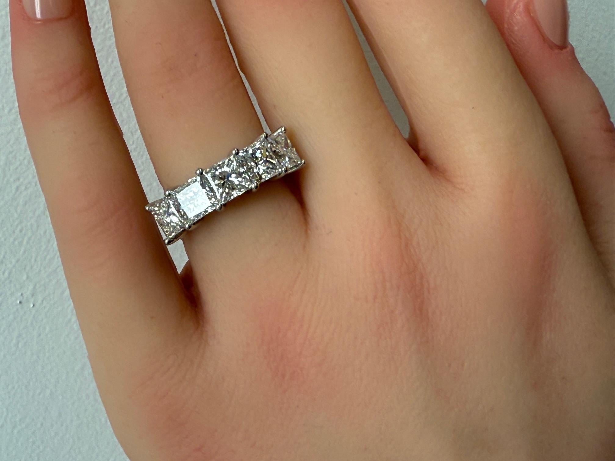 4.04CTW. Bandeau en platine avec diamant taille princesse certifié GIA en vente 3