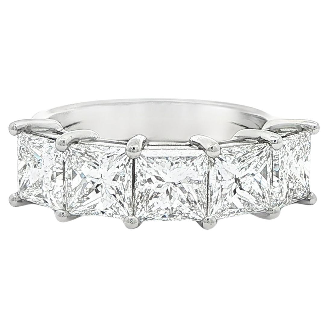 4.04CTW. GIA-zertifiziertes Diamantband mit Prinzessinnenschliff in Platin