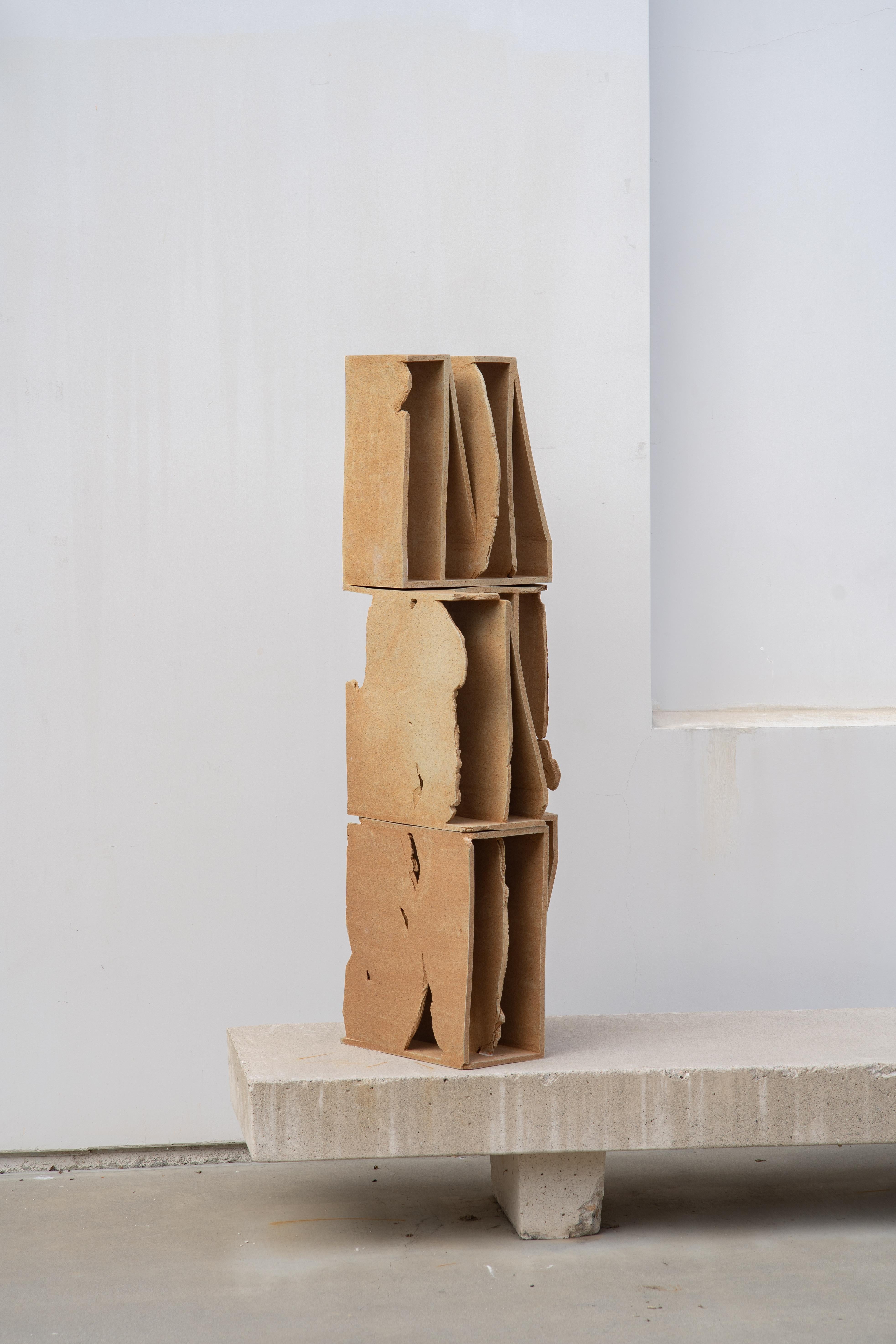 American Bookcase Modular Clay Blocks Unique Piece Handcrafted 405–A by Turbina studio For Sale
