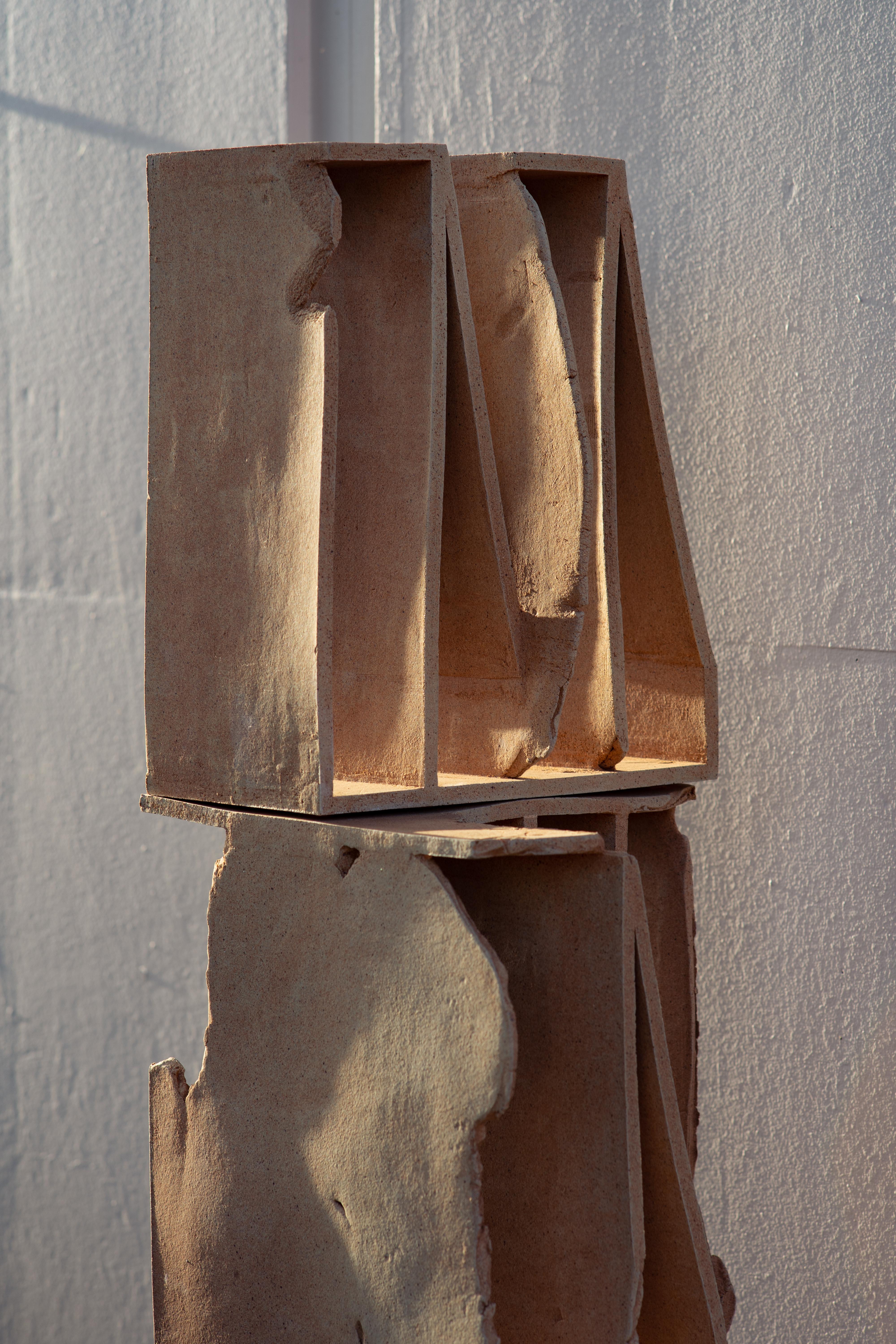 Bookcase Modular Clay Blocks Unique Piece Handcrafted 405–A by Turbina studio In New Condition For Sale In Barcelona, ES