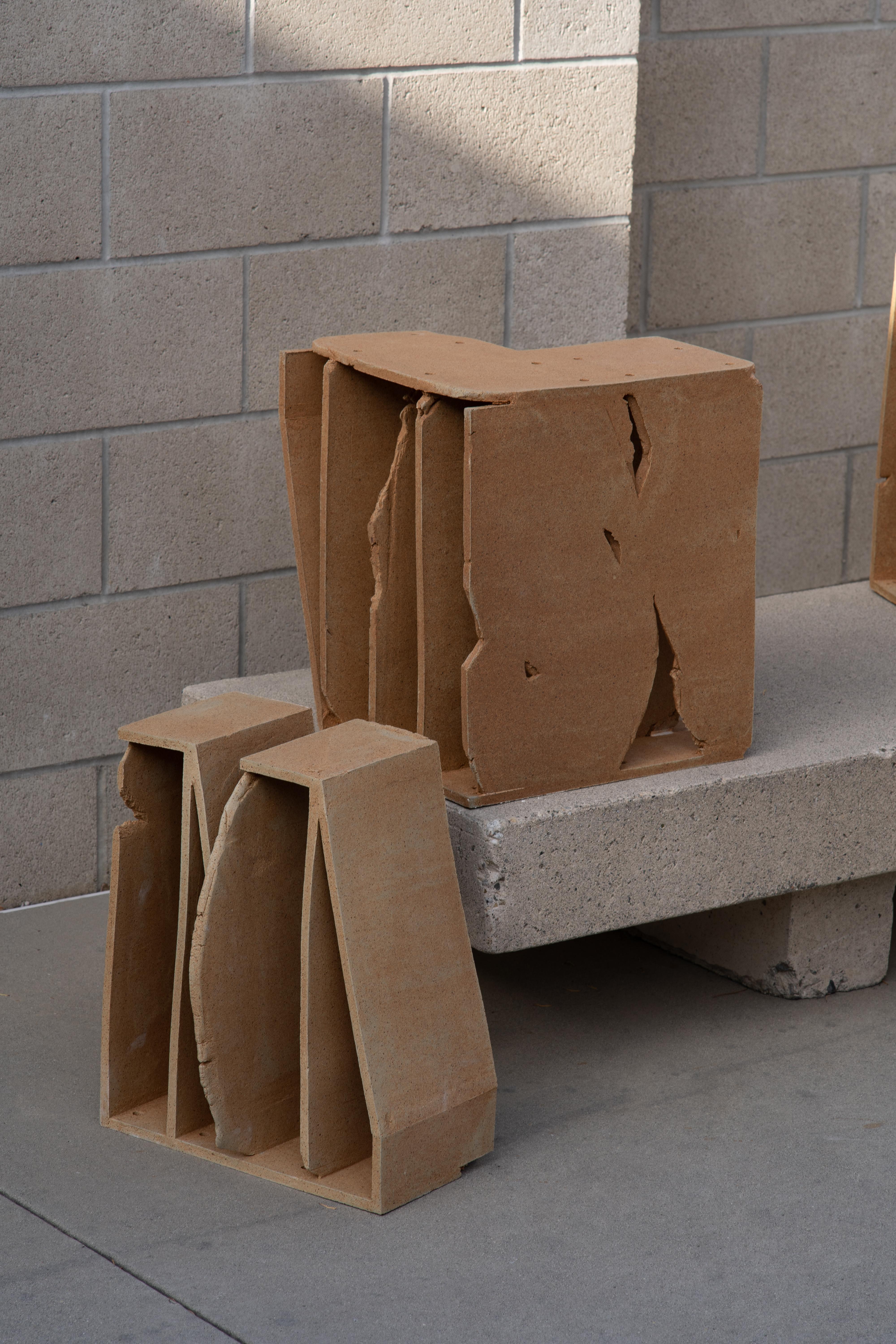 Bookcase Modular Clay Blocks Unique Piece Handcrafted 405–A by Turbina studio For Sale 3