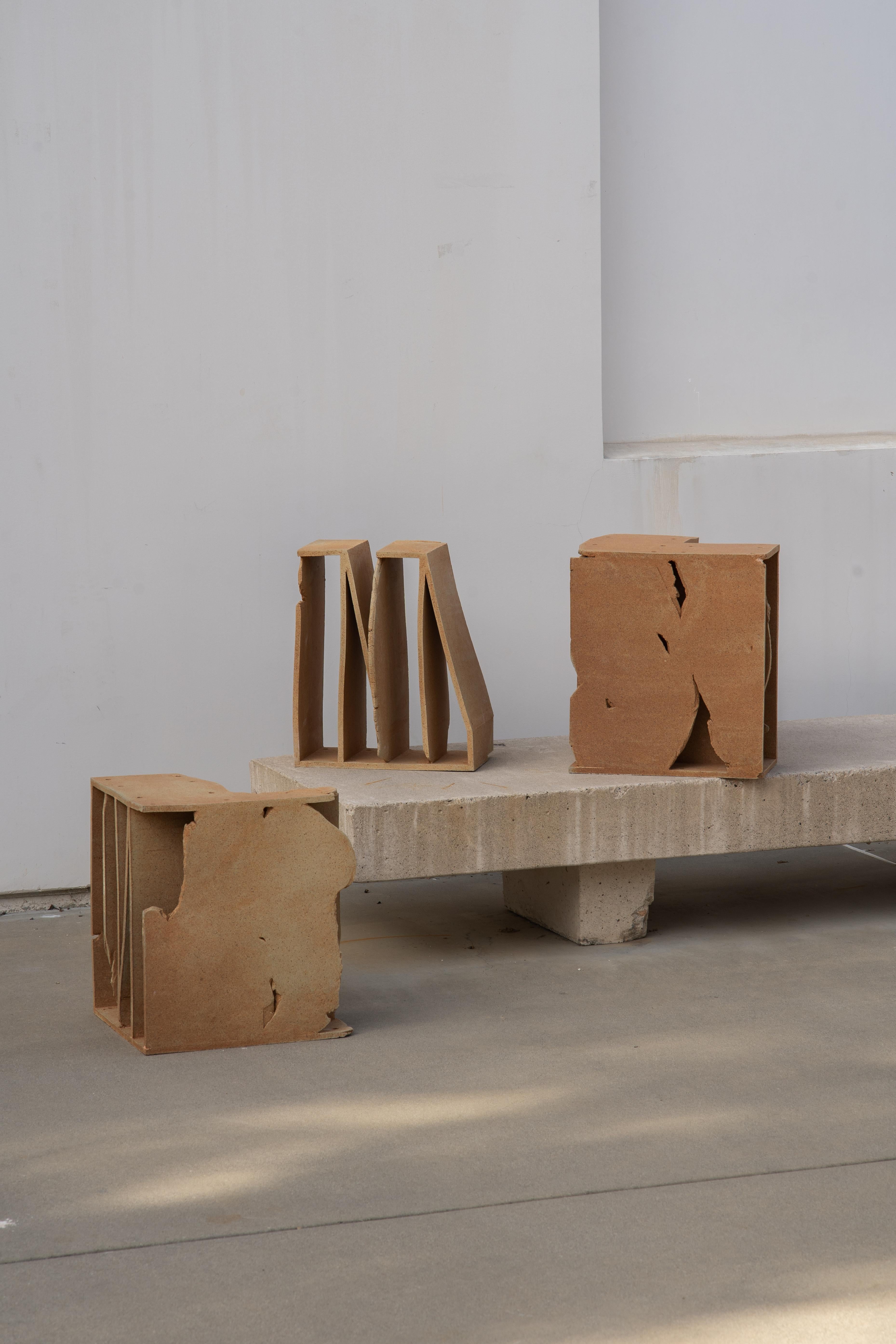 405 A1 Shelve by Turbina
Dimensions: W 40 x D 35 x H 45 cm
Materials: Fired Clay

The 405 project refers to the flow of movement, the path, the road. It is through the journey along the road that the human being (re)constructs the territory,