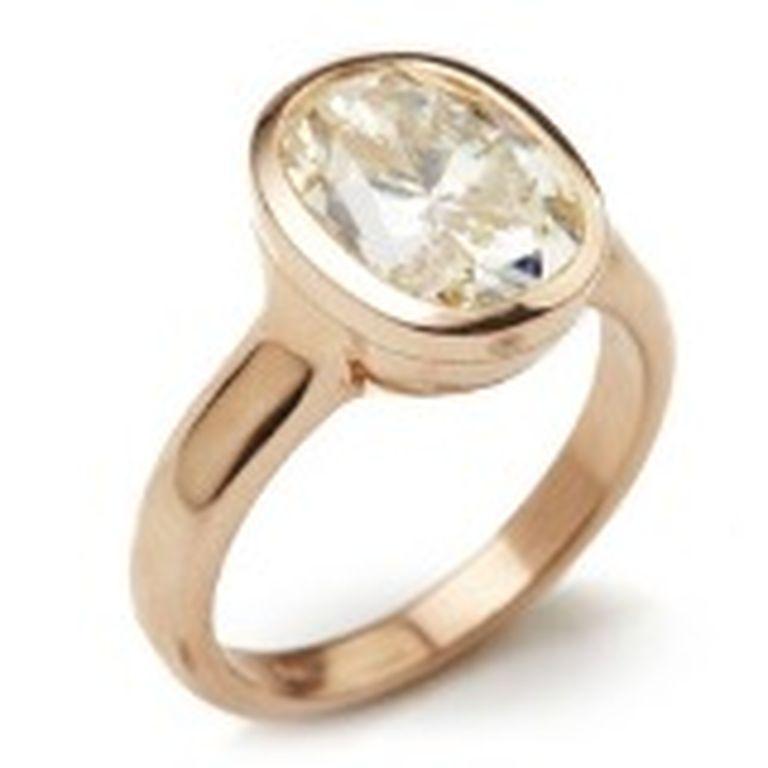 Contemporary 4.05 Carat Cushion Cut Yellow Diamond 18 Karat Pink Gold Engagement Ring For Sale