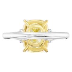 4.05 Carat Cushion Diamond Ring Fancy Yellow 18K Gold Sunlit Royal Radiance