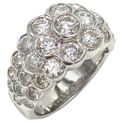 4.05 Carat Diamond Dome Ring with Overlapping Circles Motif in 18K White Gold