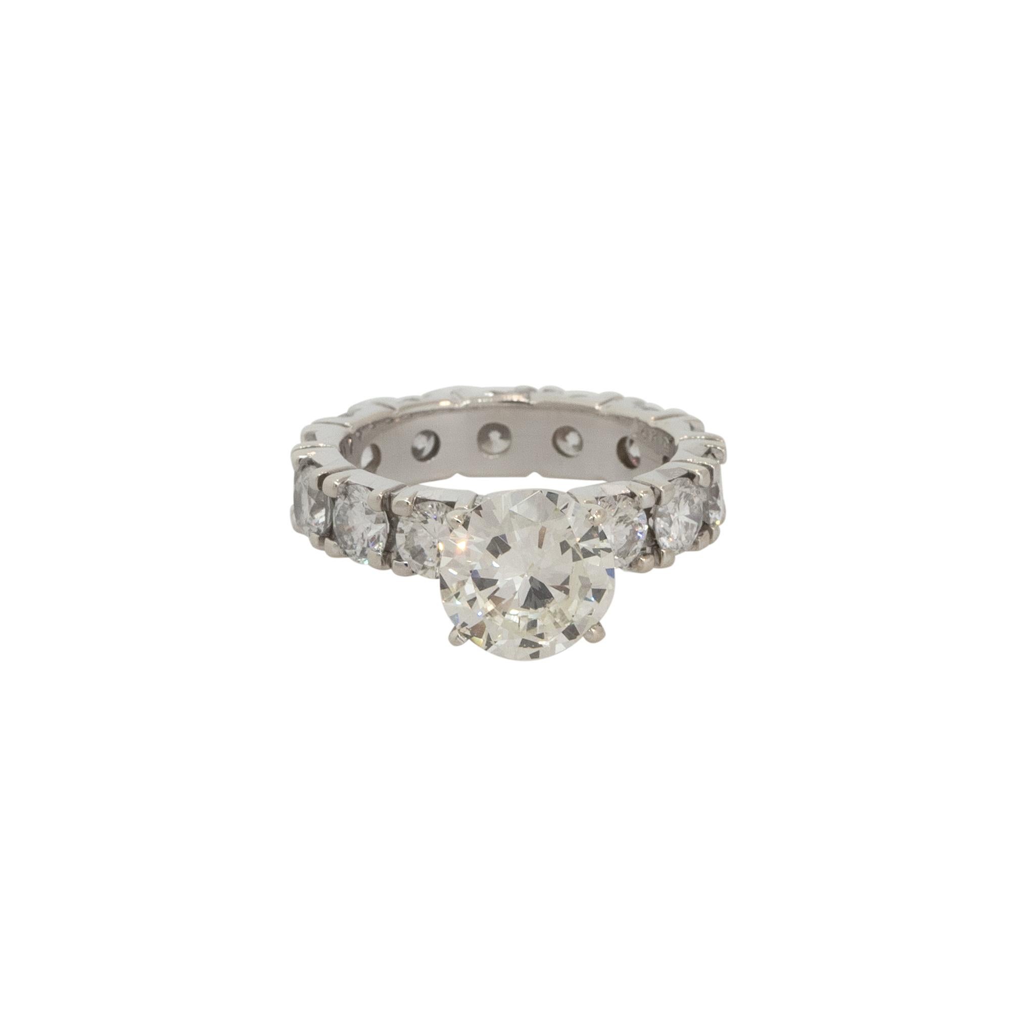 Women's 4.05 Carat Diamond Eternity Engagement Ring 14 Karat in Stock For Sale