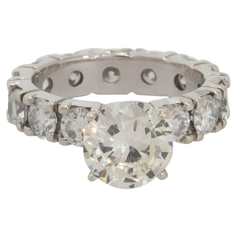 4.05 Carat Diamond Eternity Engagement Ring 14 Karat in Stock For Sale