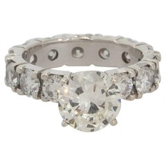 4.05 Carat Diamond Eternity Engagement Ring 14 Karat in Stock