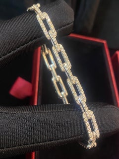 4.05 Carat F/VS1 Round Brilliant Diamond Tennis Link Bracelet in 14K White Gold