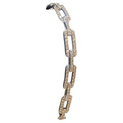4.05 Carat F/VS1 Round Brilliant Diamond Tennis Link Bracelet in 14K White Gold