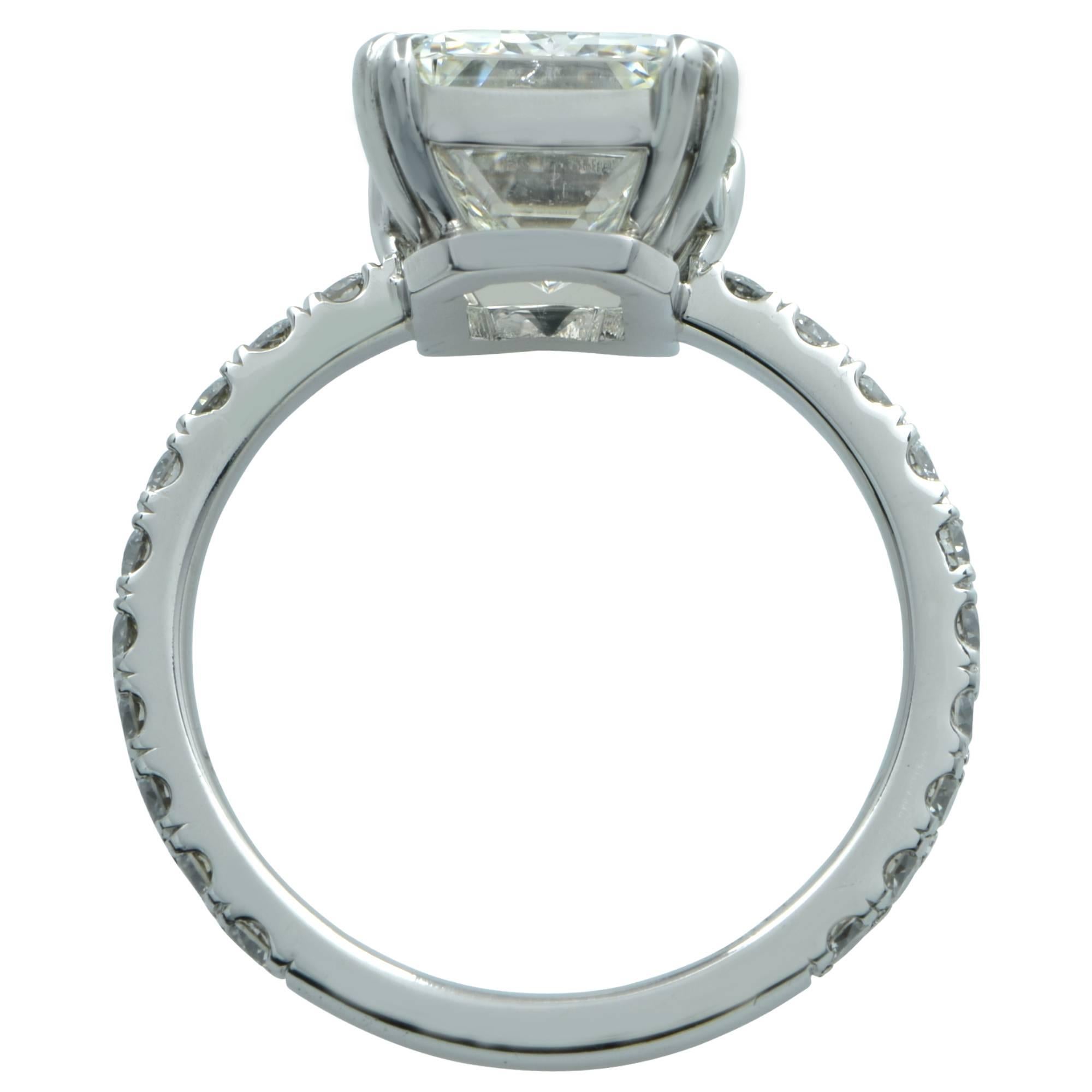 4.05 Carat GIA Graded Emerald Cut Diamond Engagement Ring In New Condition In Miami, FL