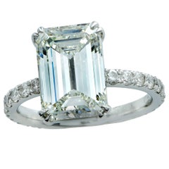 4.05 Carat GIA Graded Emerald Cut Diamond Engagement Ring