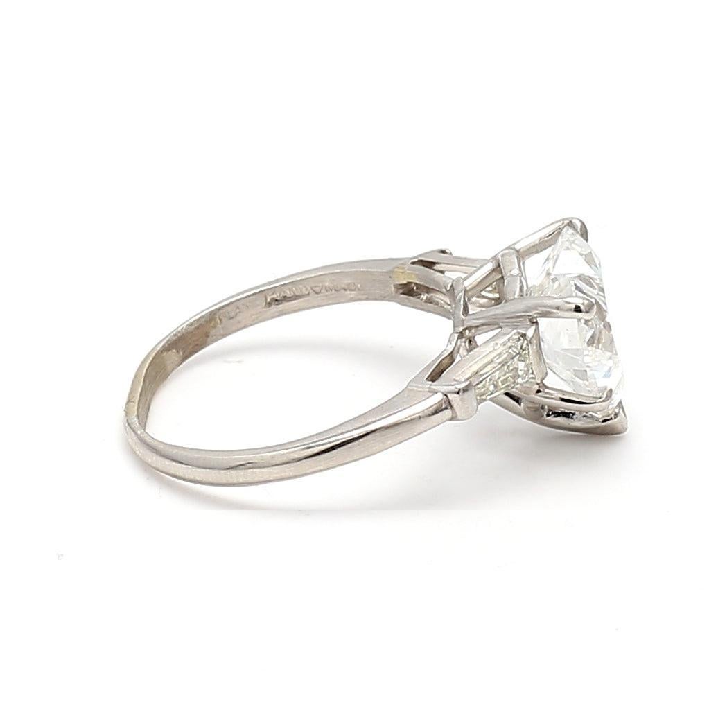 4.05 Carat Heart Shape and Tapered Baguette Diamond Platinum Engagement Ring In Good Condition For Sale In New York, NY