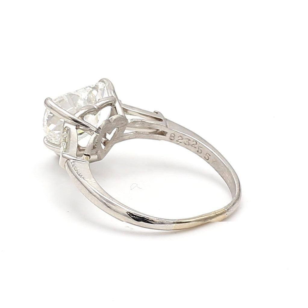 4.05 Carat Heart Shape and Tapered Baguette Diamond Platinum Engagement Ring For Sale 1