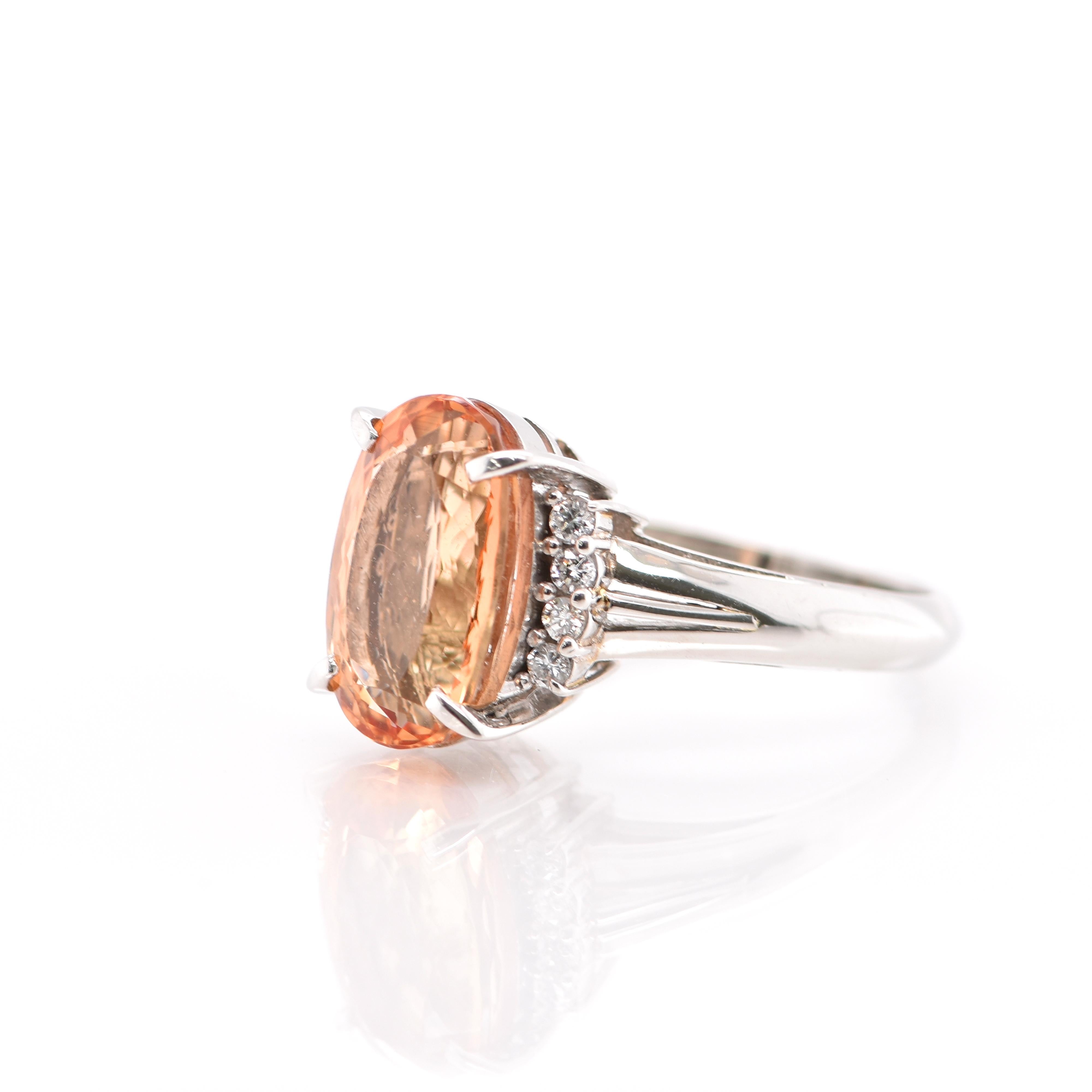 Modern 4.05 Carat Imperial Topaz and Diamond Cocktail Ring Set in Platinum