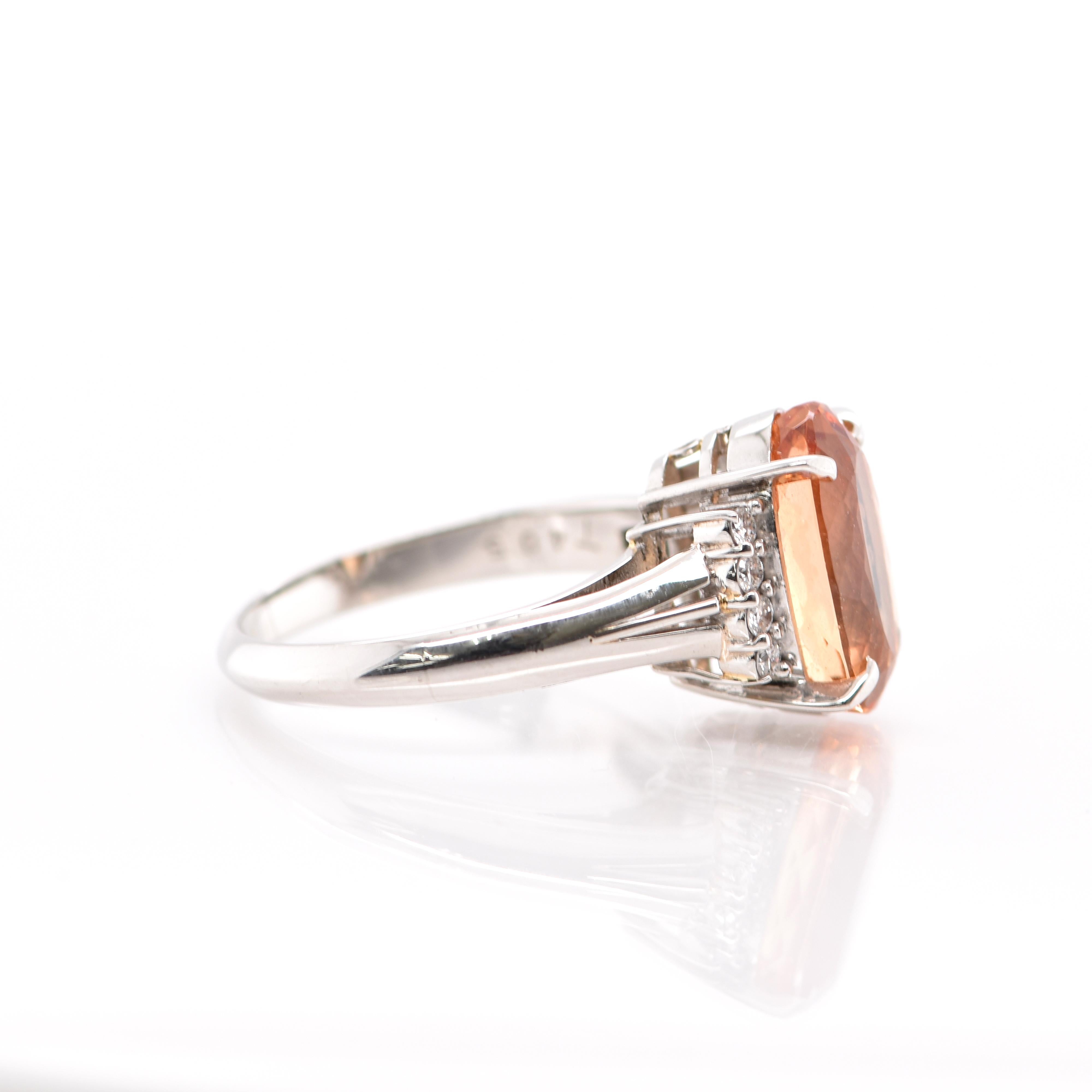 Women's 4.05 Carat Imperial Topaz and Diamond Cocktail Ring Set in Platinum