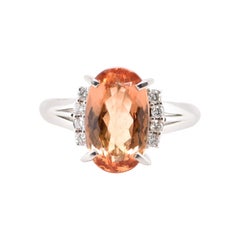 4.05 Carat Imperial Topaz and Diamond Cocktail Ring Set in Platinum