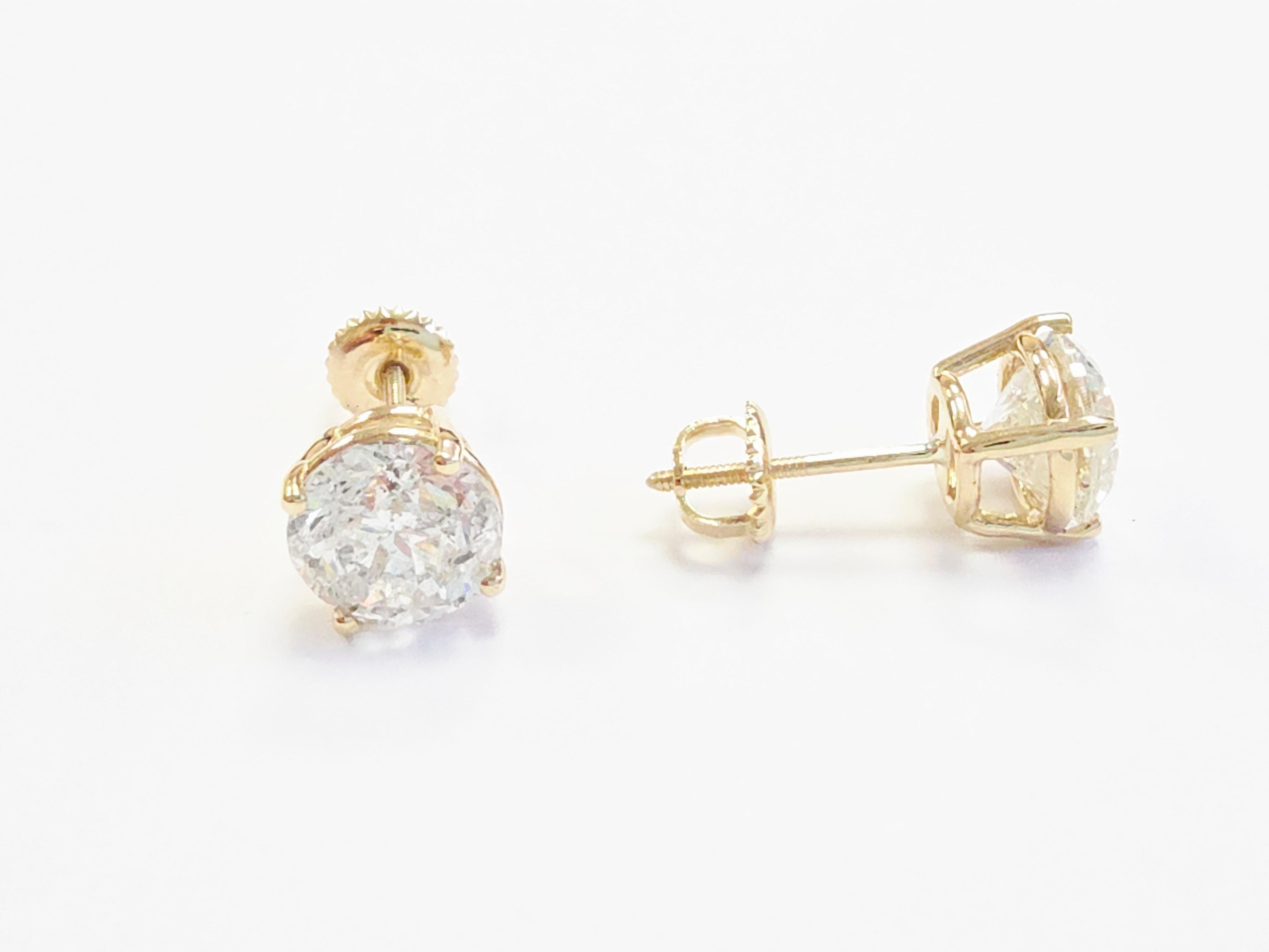 Femenino o masculino 4.05 Quilates Diamante Redondo Brillante Natural Oro Amarillo 14 Kilates en venta