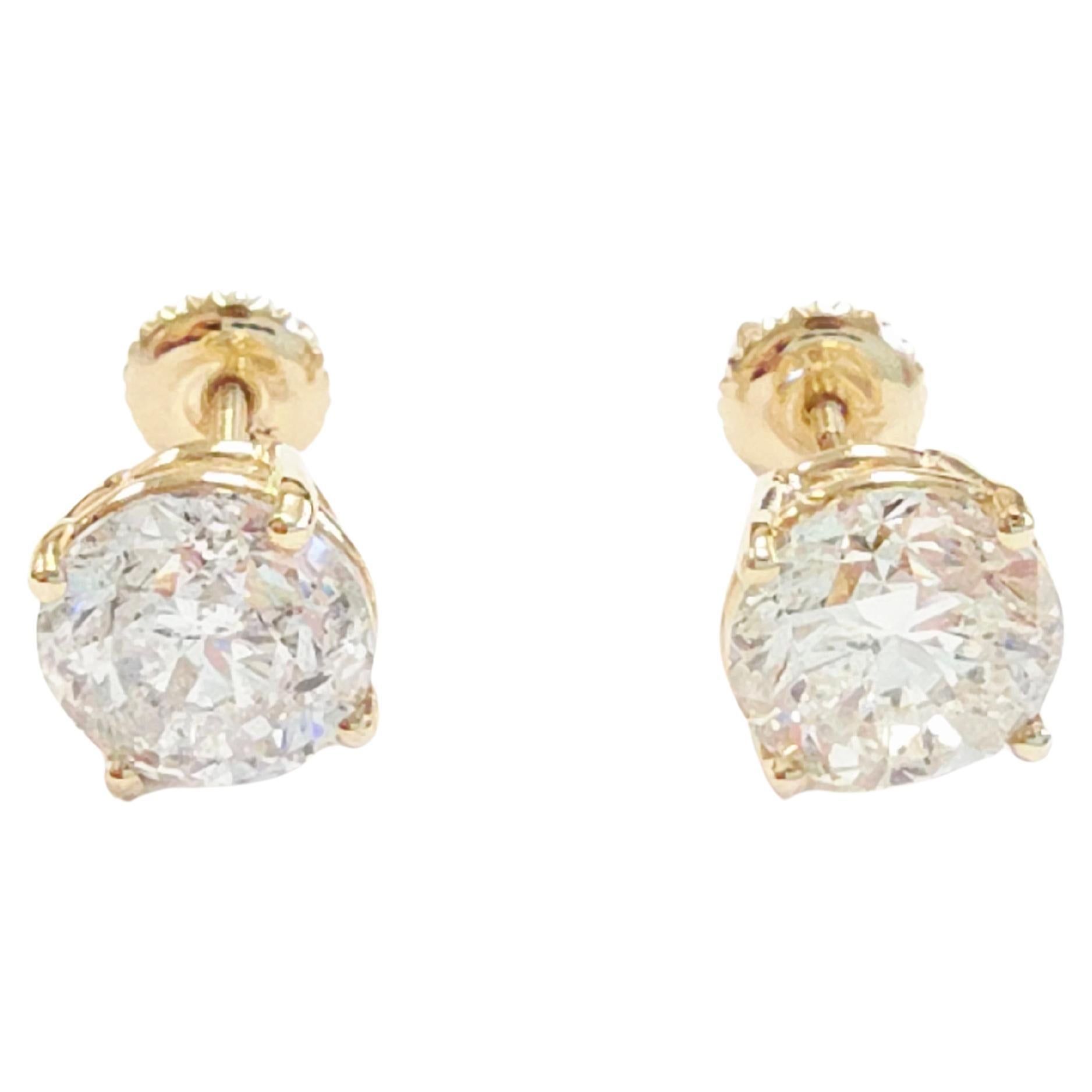 4.05 Quilates Diamante Redondo Brillante Natural Oro Amarillo 14 Kilates en venta