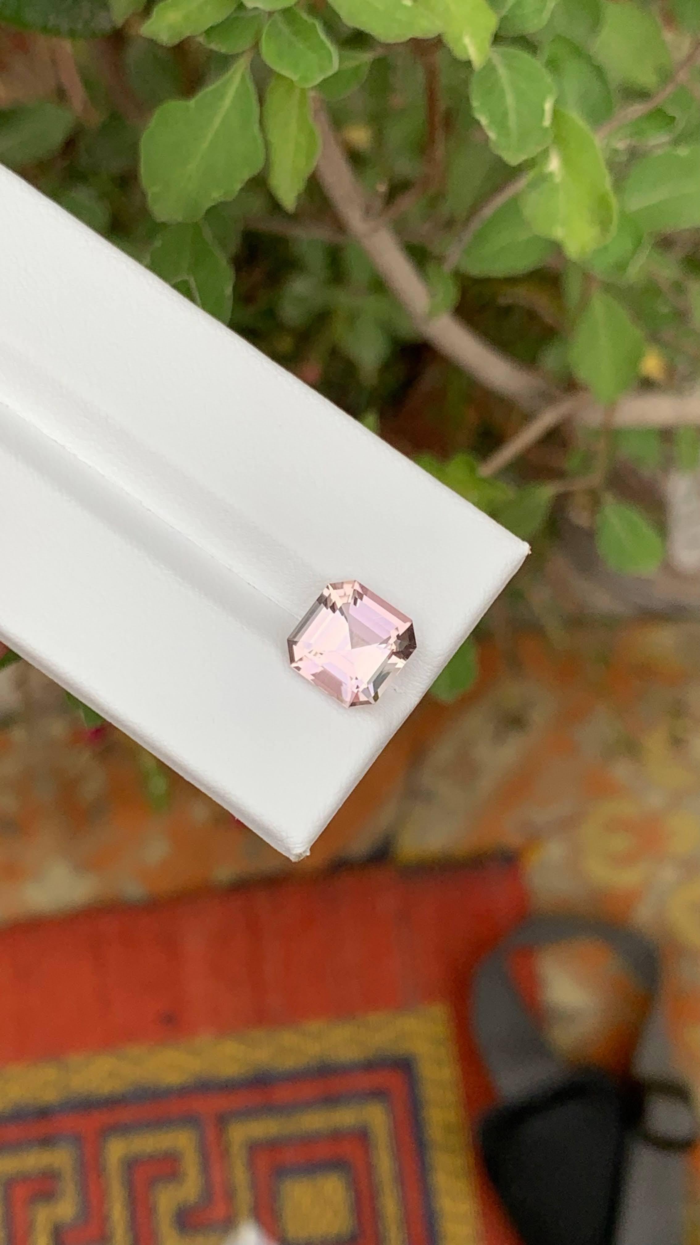 4,05 carati di tormalina rosa baby naturale sfusa, pietra gemma afgana taglio Asscher in vendita 4