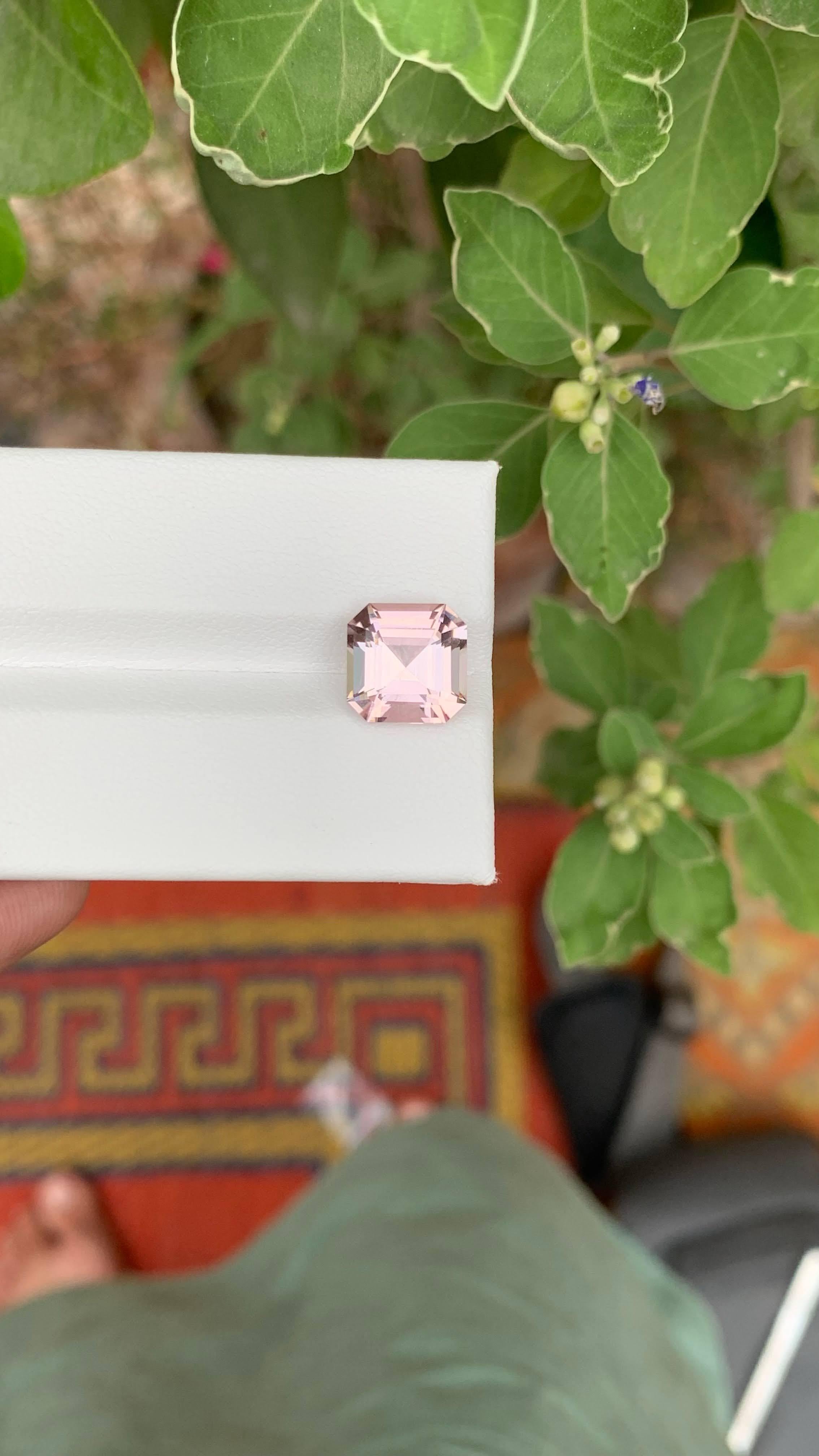 Taglio Asscher 4,05 carati di tormalina rosa baby naturale sfusa, pietra gemma afgana taglio Asscher in vendita