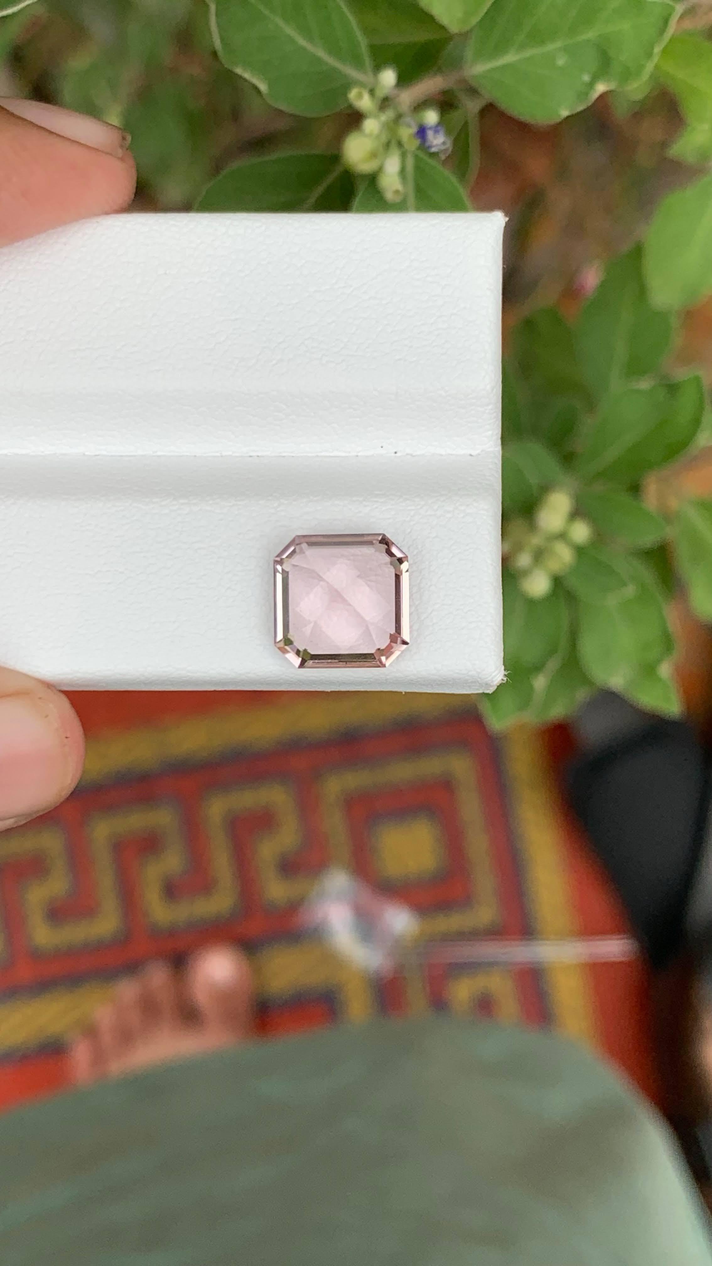 4,05 carati di tormalina rosa baby naturale sfusa, pietra gemma afgana taglio Asscher In condizioni Nuovo in vendita a Bangkok, TH
