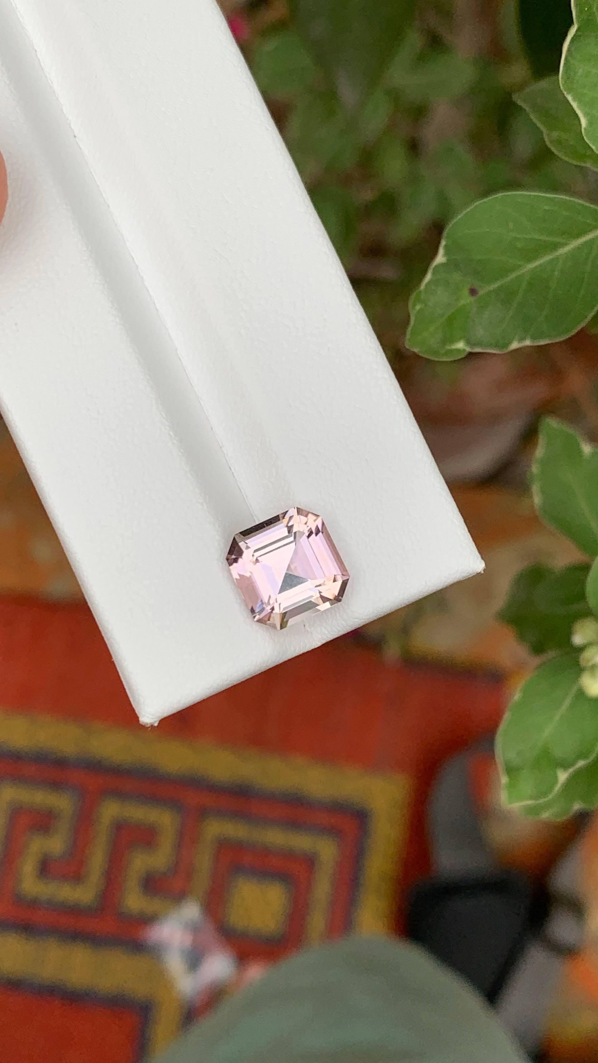4,05 carati di tormalina rosa baby naturale sfusa, pietra gemma afgana taglio Asscher in vendita 2