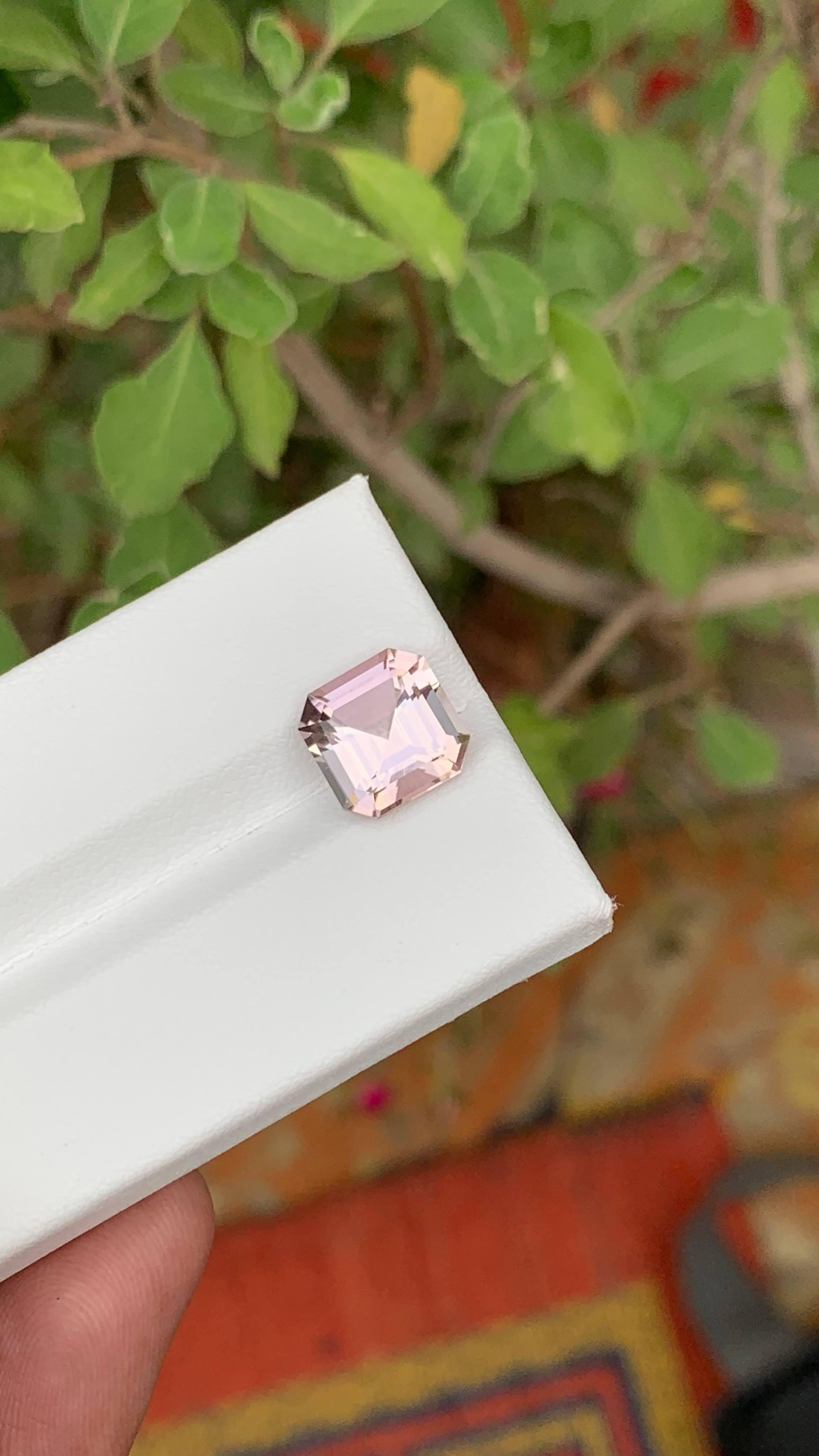 4,05 carati di tormalina rosa baby naturale sfusa, pietra gemma afgana taglio Asscher in vendita 3