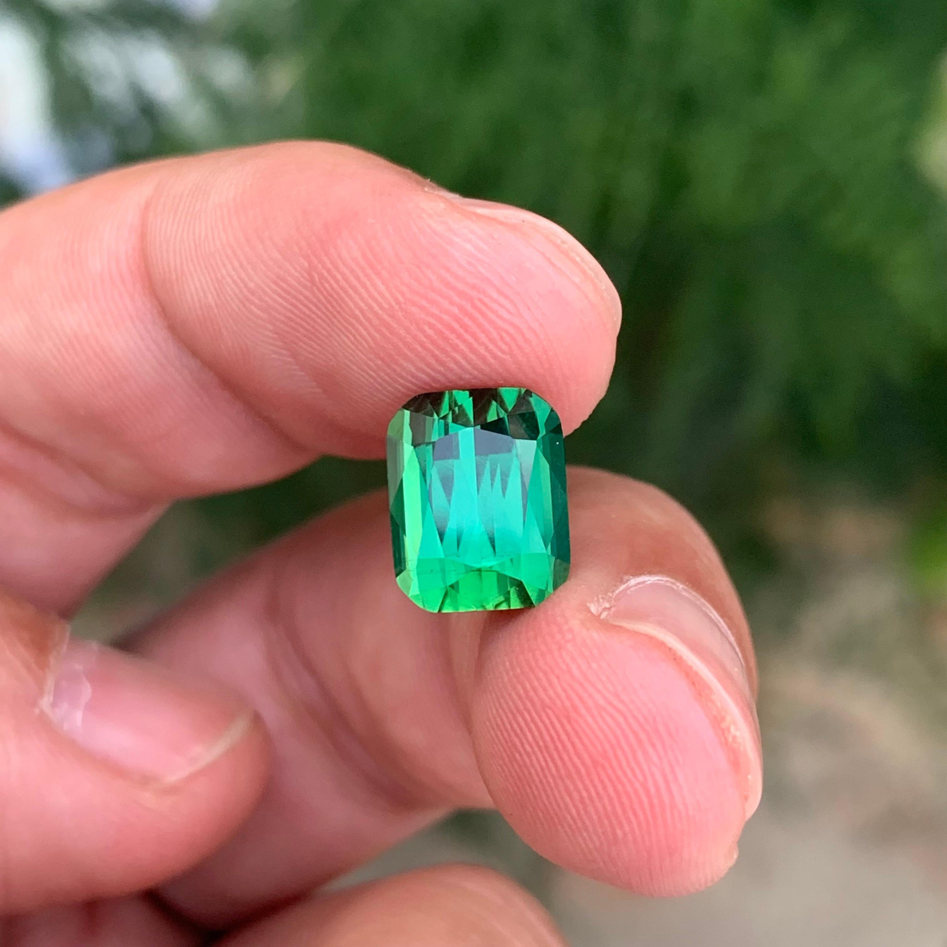 Femenino o masculino Gema natural suelta de turmalina verde azulada en forma de cojín de 4,05 quilates en venta