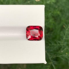 4.05 Carat Natural Loose Pinkish Red Garnet Stone Cushion Cut Tanzanian Gemstone