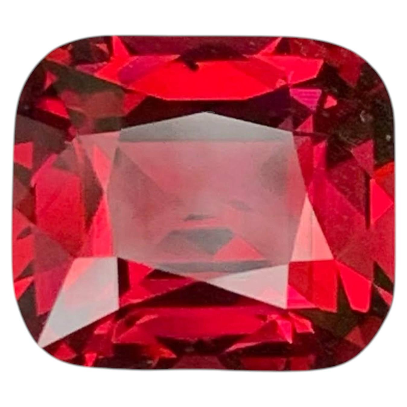 4.05 Carat Natural Loose Pinkish Red Garnet Stone Cushion Cut Tanzanian Gemstone