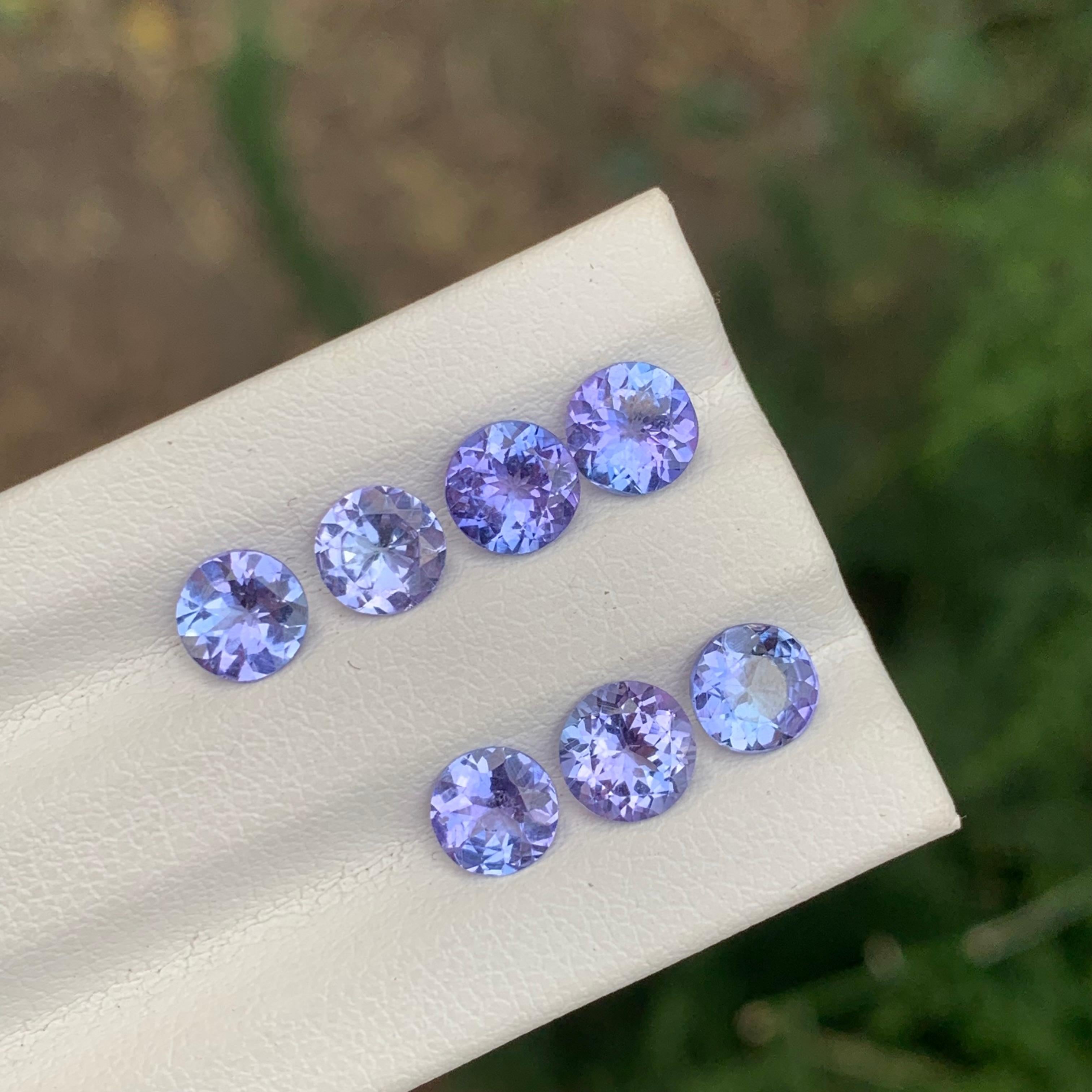 Faceted Tanzanite Lot 

Weight: 4.05 Carats
Sizes: 0.50 To 0.70 Carat 
Shape: Round 
Color: Purple
Certificate: On Demand
.
Hardness. Tanzanite is a slightly soft stone when compared to Amethyst. When measured on the Mohs Scale, its hardness is