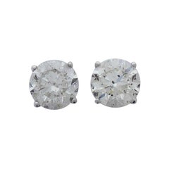 4.05 Carat Total Diamond Stud Earrings in 14 Karat White Gold 4.05 Carat Total Diamond Stud Earrings in 14 Karat White Gold