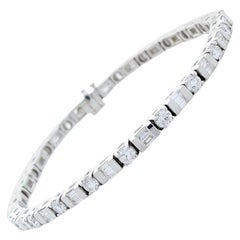 4.05 Carat Total Weight Diamond White Gold Fancy Tennis Bracelet