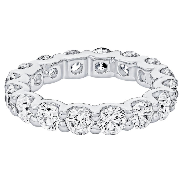 4.05 Carat Total Weight Round Diamond 14K White Gold Eternity Band For ...