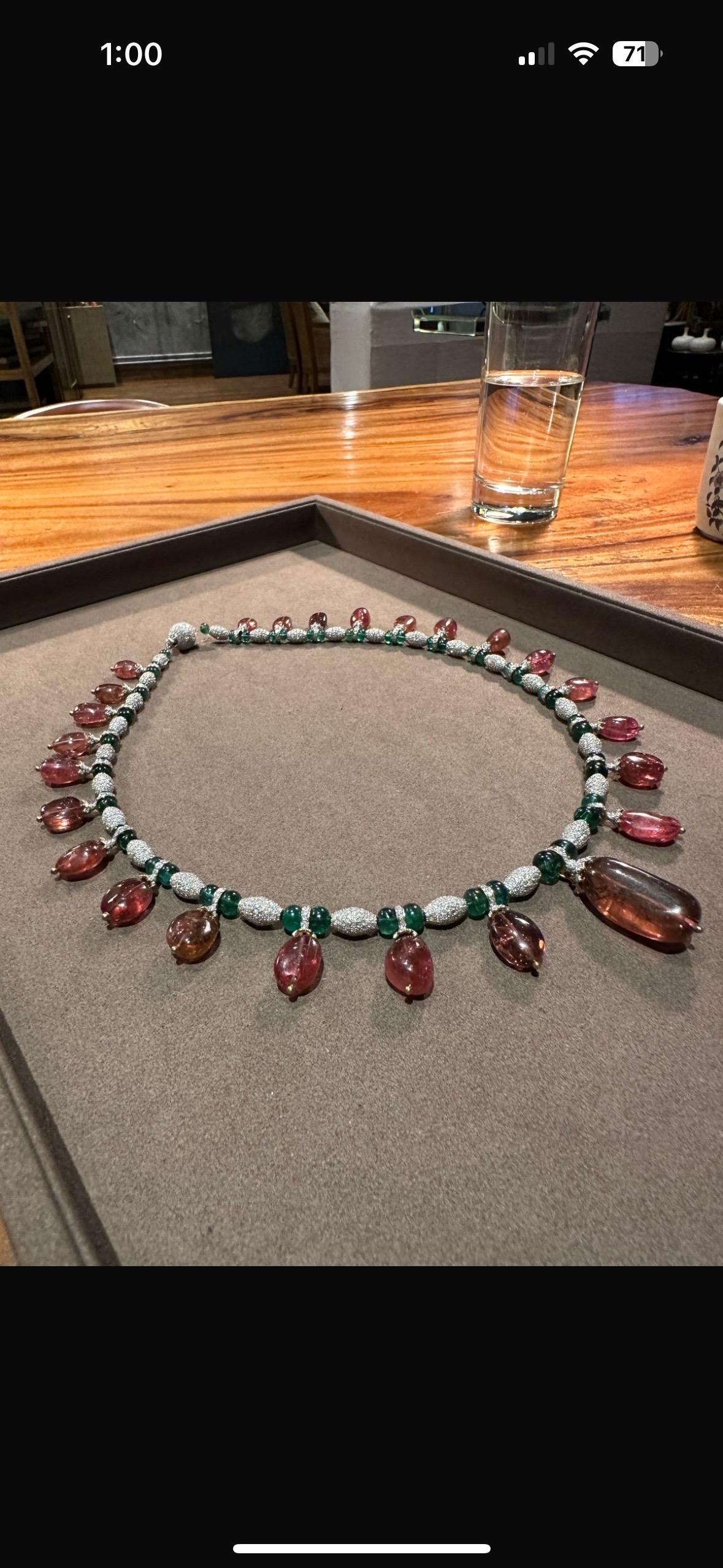 Collier Emeraude Tourmaline Diamant 405 carats en or 14k Neuf - En vente à Yorba Linda, CA