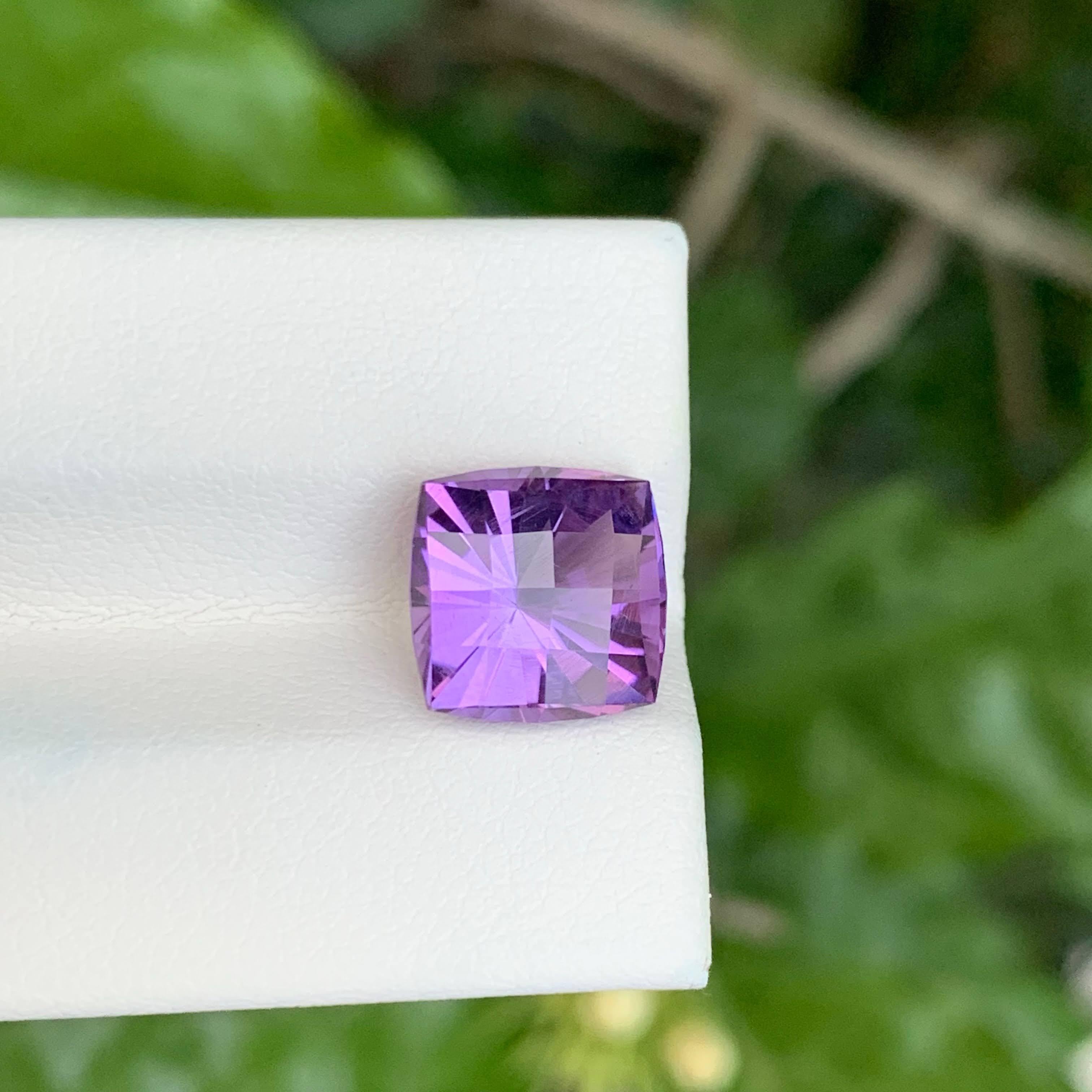 4.05 carats Loose Purple Amethyst Custom Precision Cut Natural Brazilian Stone (Améthyste violette en vrac taillée avec précision) Neuf - En vente à Bangkok, TH