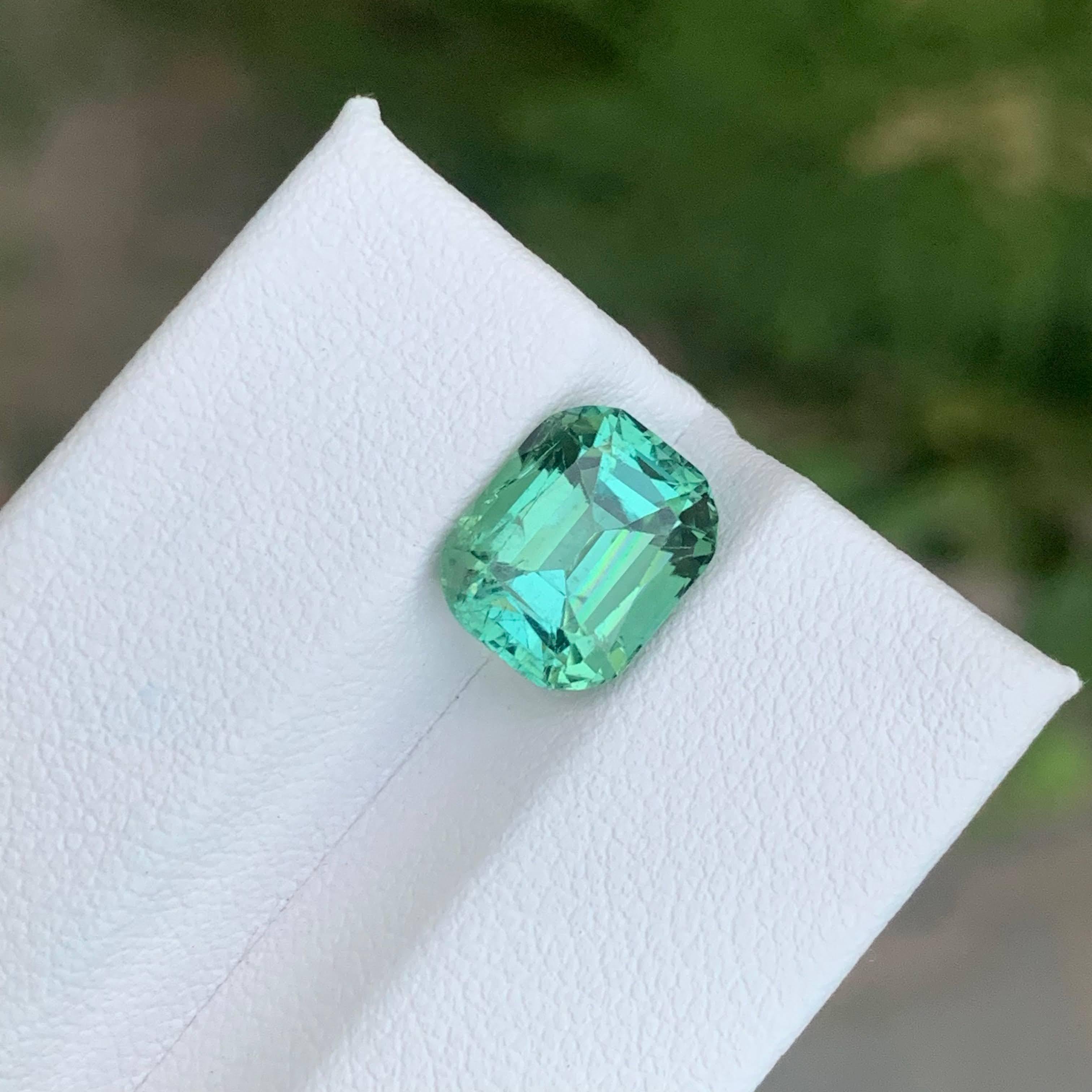 Taglio cuscino 4.05 carati di tormalina verde menta taglio a cuscino Gemma afgana in vendita