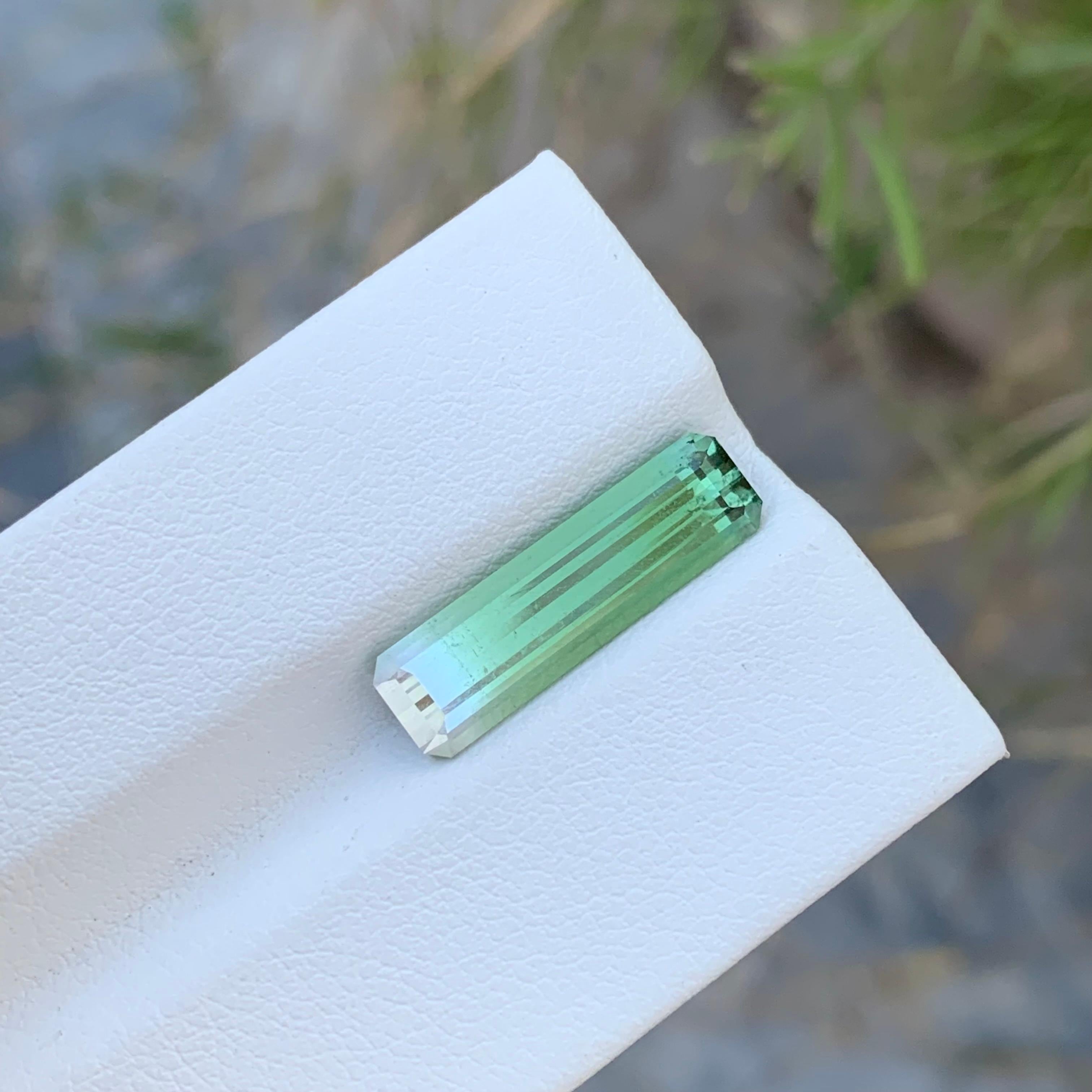 Emerald Cut 4.05 Carats Natural Loose Long Emerald Shape Bi colour Tourmaline Gem For Ring  For Sale