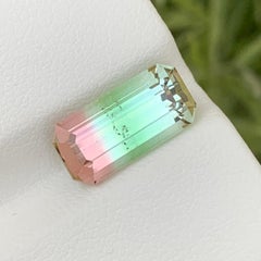 4.05 Carats Natural Tri Colour Tourmaline Emerald Shape Gem For Jewellery Making