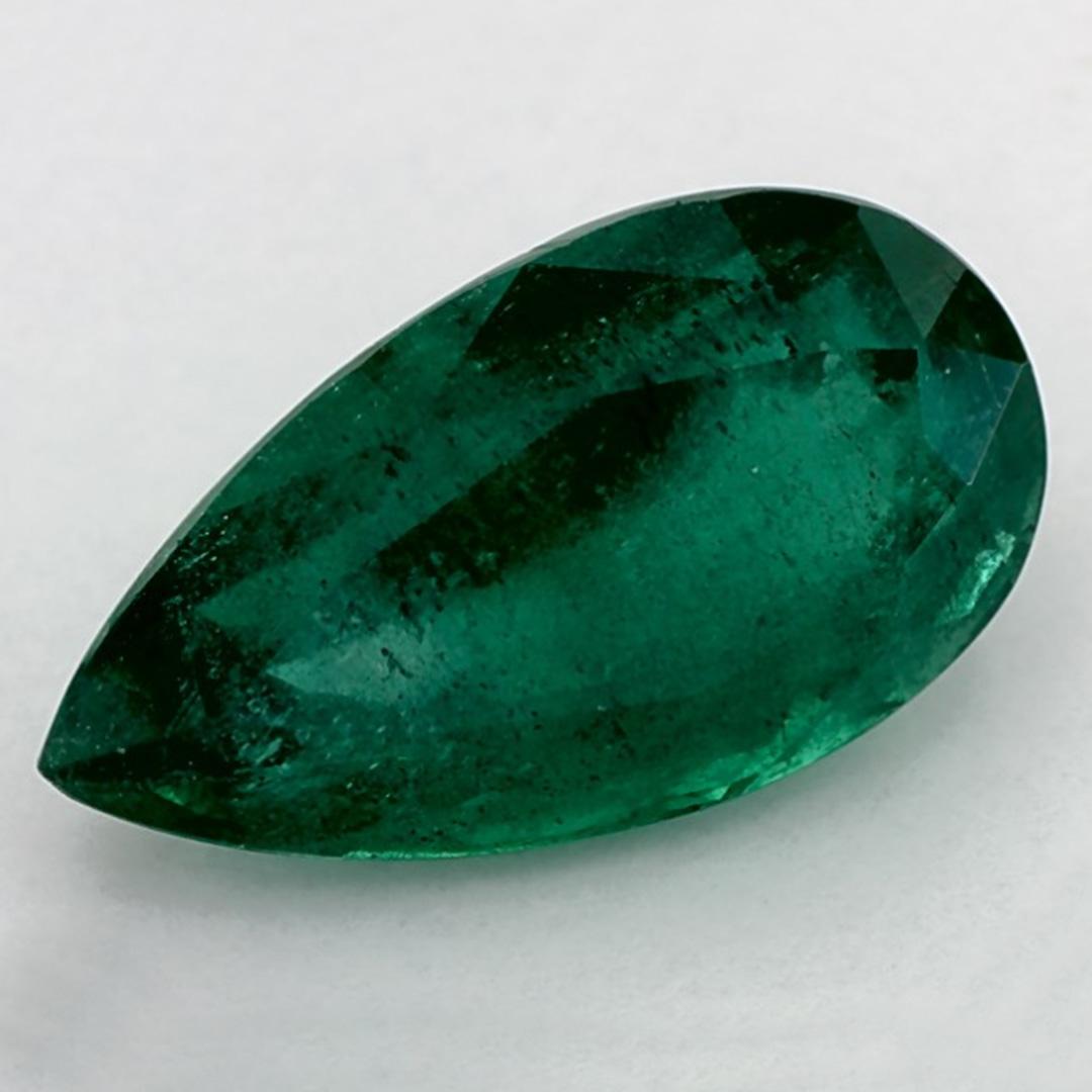 Pear Cut 4.05 Ct Emerald Pear Loose Gemstone For Sale