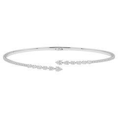 4.05 Ct Natural Diamond Pear Graduating Center Tennis Necklace 18k White Gold