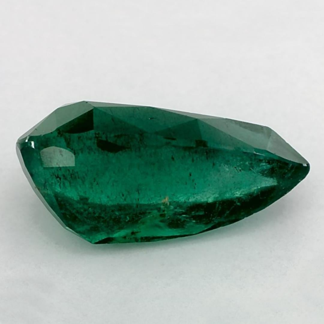 4.05 Carat Natural Emerald Pear Loose Gemstone In New Condition For Sale In Fort Lee, NJ
