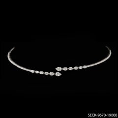 14K White Gold 4.05 Ct Natural Diamond Pavé Bypass Bangle Bracelet Bridal