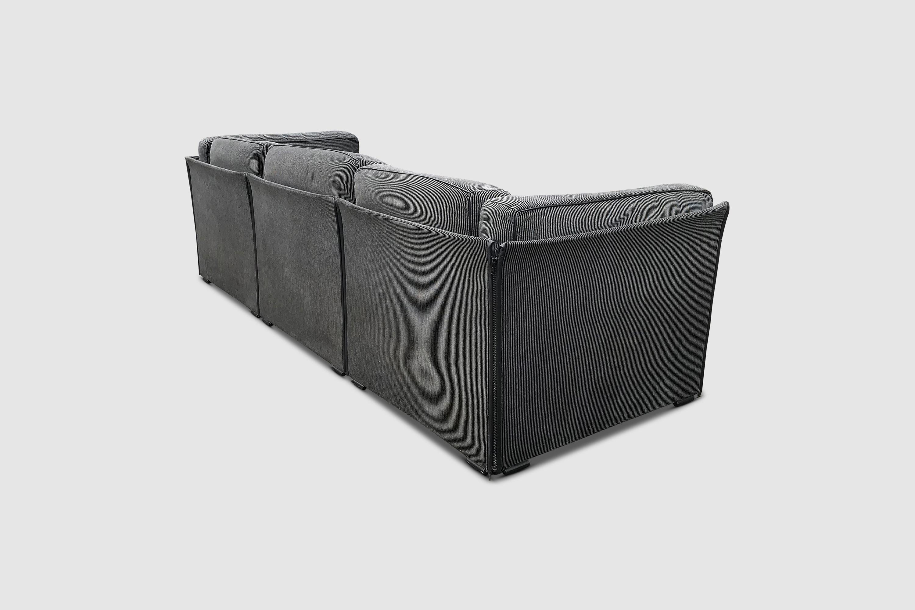 Leather 405 Duc 3-Seater Sofa by Mario Bellini for Cassina, 1970s