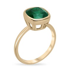 4,05 Karat AAA Waldgrüner Smaragd Solitär Verlobungsring 14K Gold