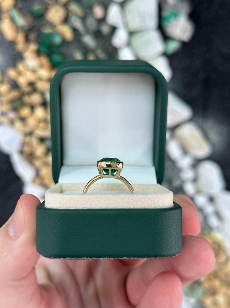 4.05ct AAA Forest Green Emerald Solitaire Engagement Ring  14K Gold In New Condition In Jupiter, FL