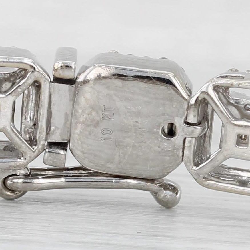 4.05ctw Diamond Halos Tennis Bracelet 10k White Gold 7.75